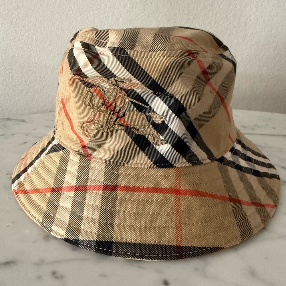 Burberry Beige and Black Check Hat